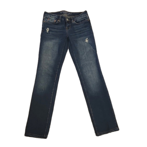 Womens Aeropostale Y2K style slightly distressed jeans size 0 short. - Picture 1 of 13